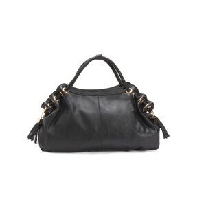 AMERILEATHER Black Leather Musette Handbag